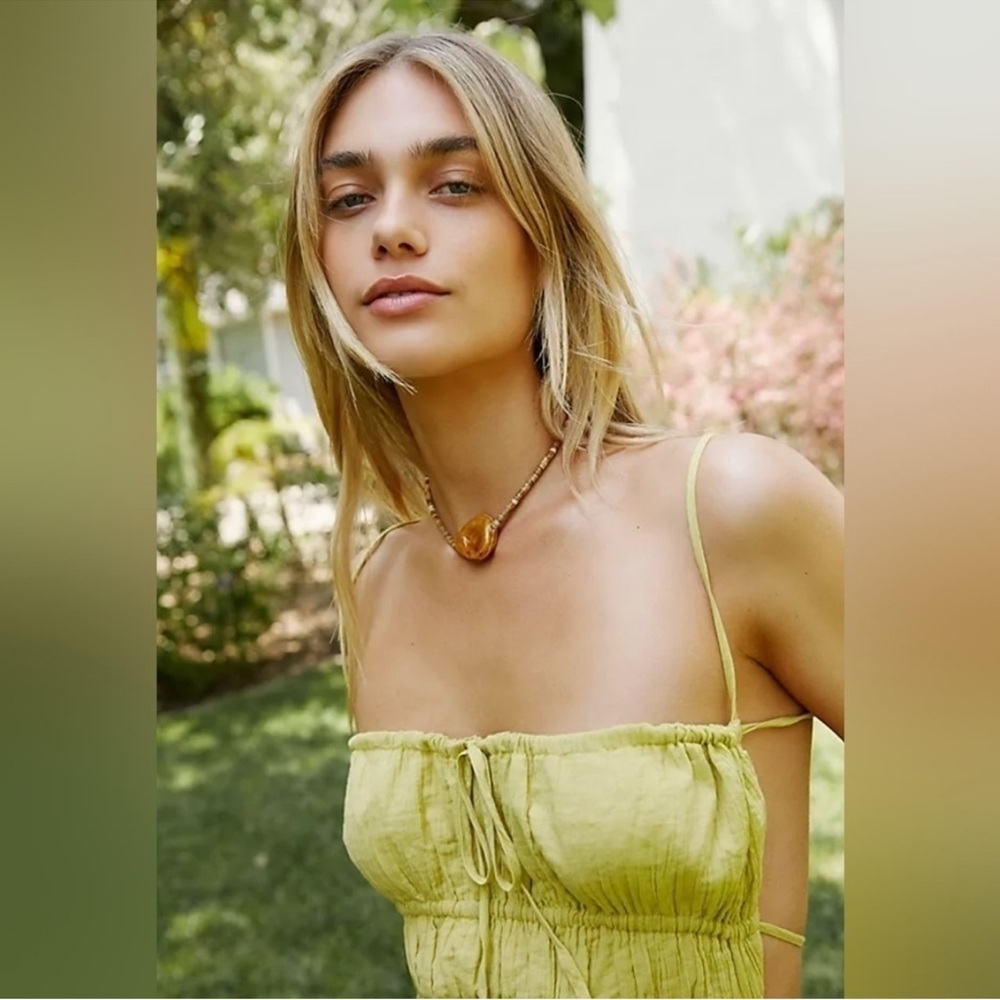NWT Free People The Florist Choker Tan 
Caramel Brown